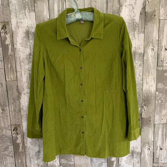 J. Jill Tops - J. Jill green corduroy long sleeve button up shirt M